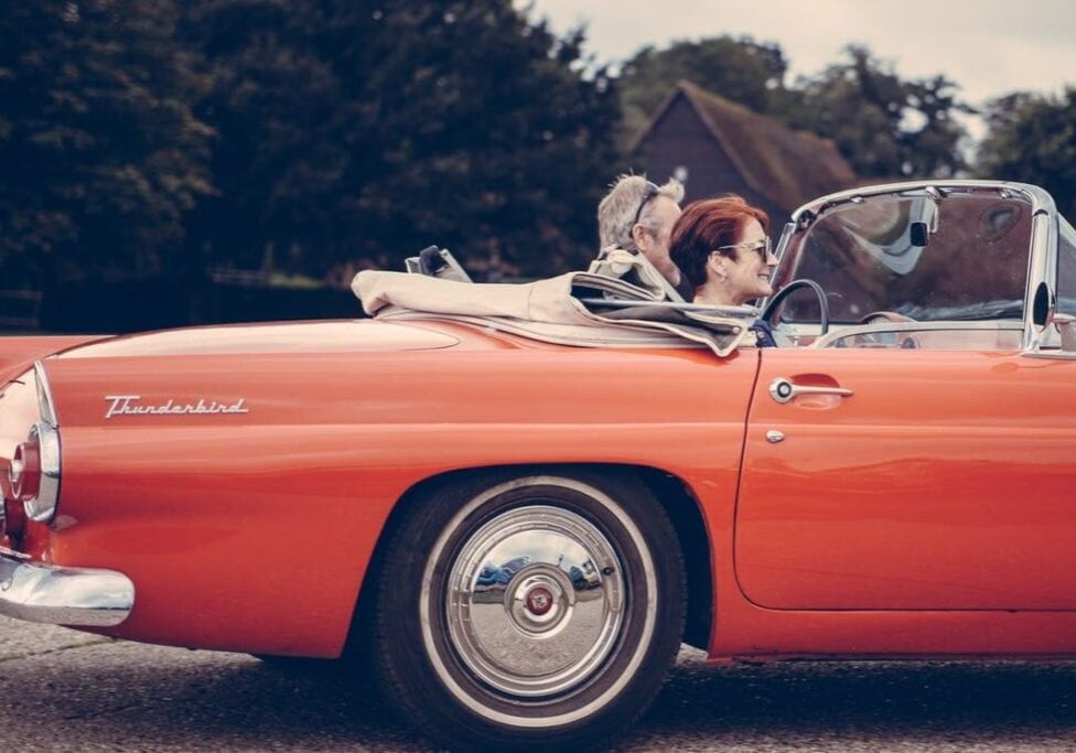couple driving car